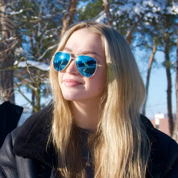 🇺🇸100%Real Glass BLUE Flash GOLD frame Premium Aviator Pilot 60mm Unisex NEW - Picture 10 of 16